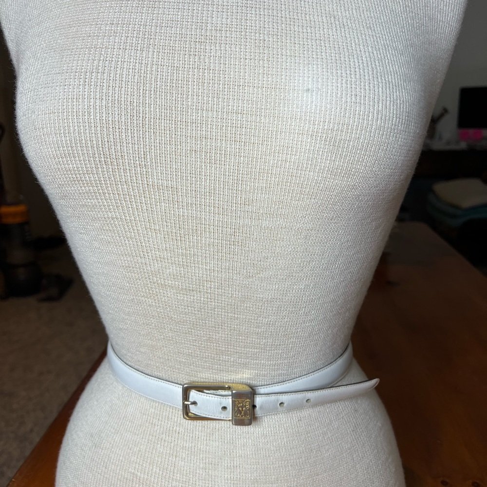 Vintage Ann Klein Belt size M White distressed